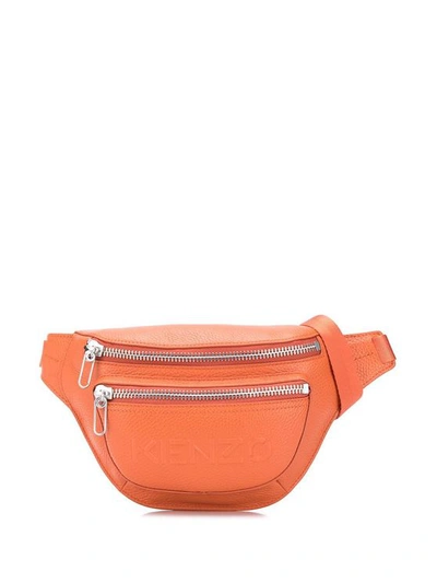 Kenzo Men's Orange Leather Belt Bag