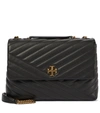 Tory Burch Kira Small Chevron Leather Shoulder Bag In Black