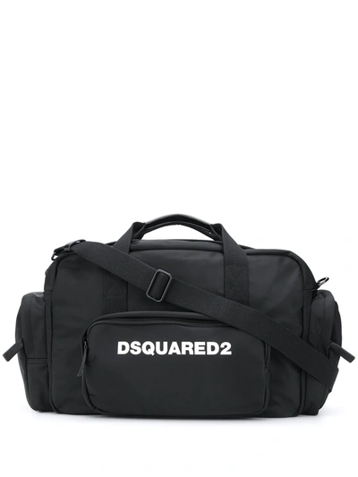 Dsquared2 Black Duffle Bag With White Logo