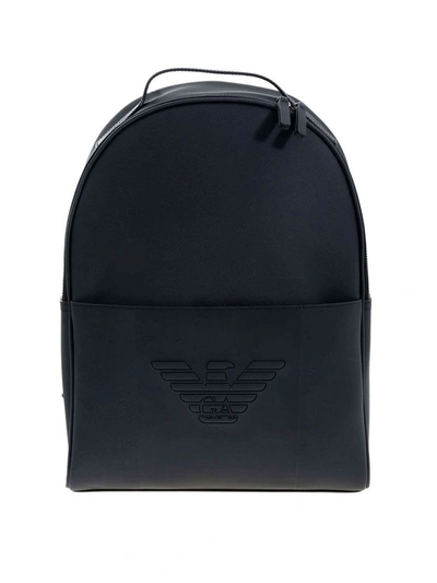 Emporio Armani Logo Backpack In Blue