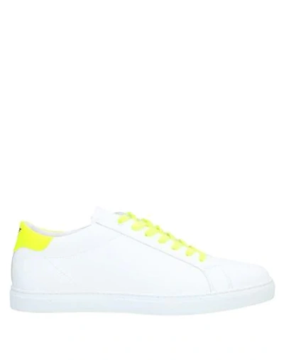 Emporio Armani White Neon Yellow Nappa Leather Sneaker