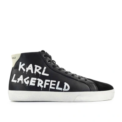 Karl Lagerfeld Skool Black High Sneaker In Nero