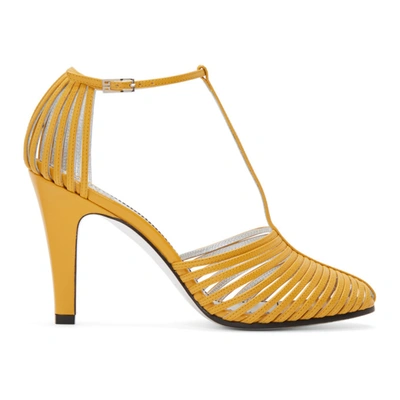 Givenchy Caged Leather Sandals In Yellow