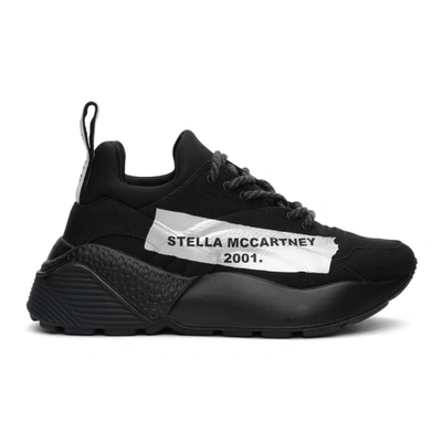 Stella Mccartney Black Canvas Eclypse Sneakers In Black,silver