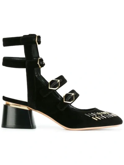 Nicholas Kirkwood Julia Visage Block Heel Strap Pumps In Black