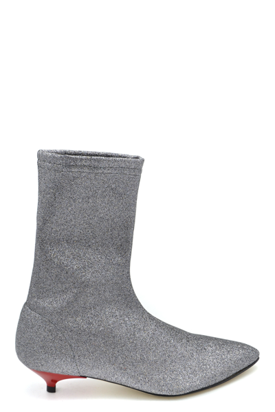 Gia Couture Ankle Boot Silver Stretch