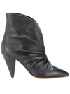 Isabel Marant Lasteen Ruched Leather Ankle Boots In Black