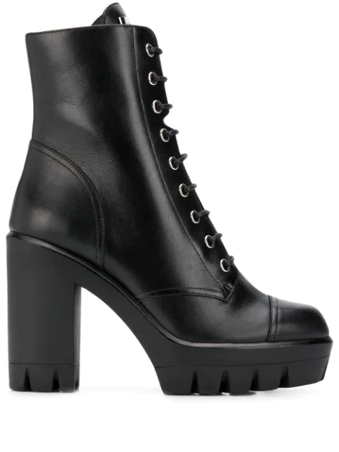 report block heel combat boot