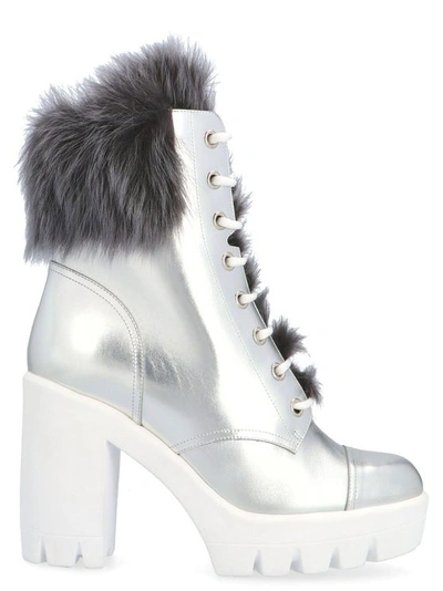 Giuseppe Zanotti Design Women's I970038004 Silver Leather Ankle Boots