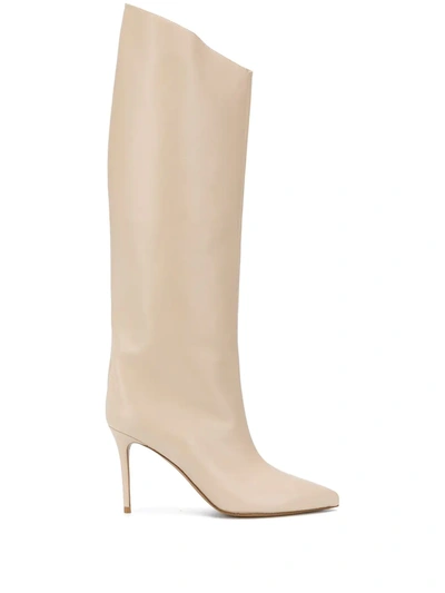 Alexandre Vauthier Alex Leather Knee-high Boots In Neutrals