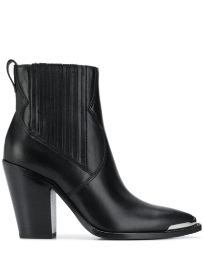 Ash Bang Heeled Leather Boots In Black