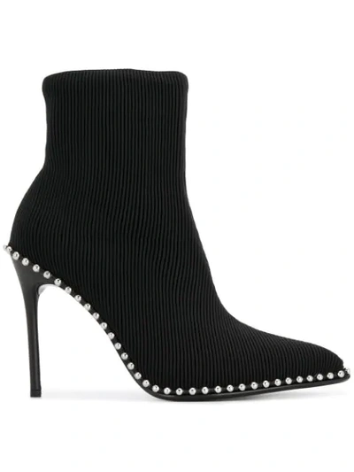 Alexander Wang Eri Studded Stretch Knit Sock Booties In Black