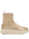 Alexander Mcqueen Hybrid Ankle Boots In Gold