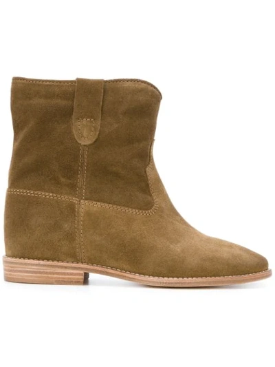 Isabel Marant Crisi Low Heels Ankle Boots In Brown Suede In Brown