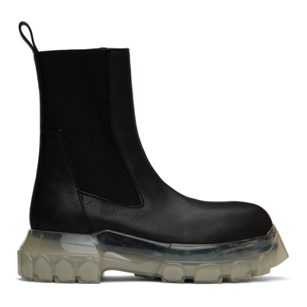Rick Owens Bozo Tractor Beetle Leather Chelsea Boots In 090 Blk/clr ...