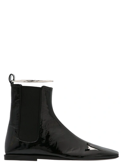 Jil Sander Metallic Anklet Ankle Boots In Black