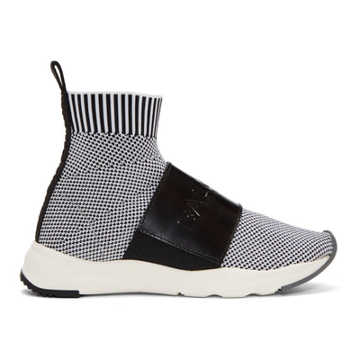 Balmain Cameron Logo Strap Sock Sneaker In White