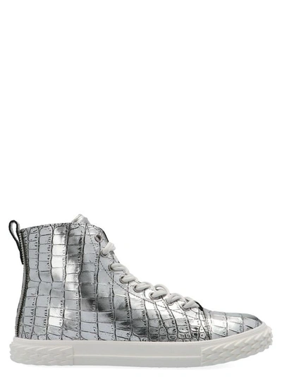 Giuseppe Zanotti Design Men's Silver Leather Hi Top Sneakers