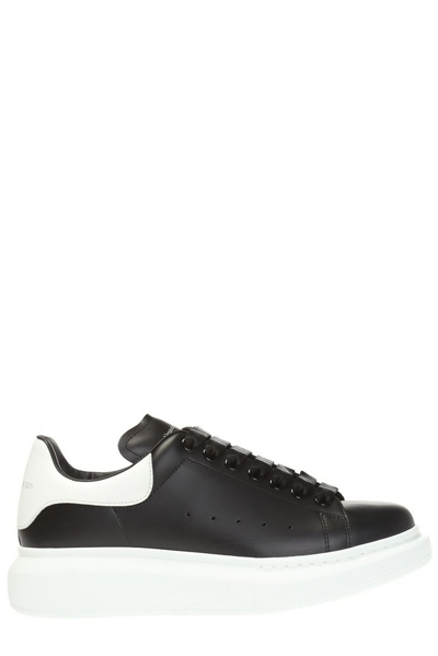 Alexander Mcqueen Leather Exaggerated-sole Trainers In Black,white