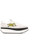 Kenzo Tiger Patch Platform Sneakers In White
