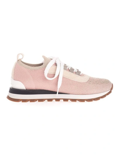 Brunello Cucinelli Women's Mz35g1804cs210 Pink Cotton Sneakers