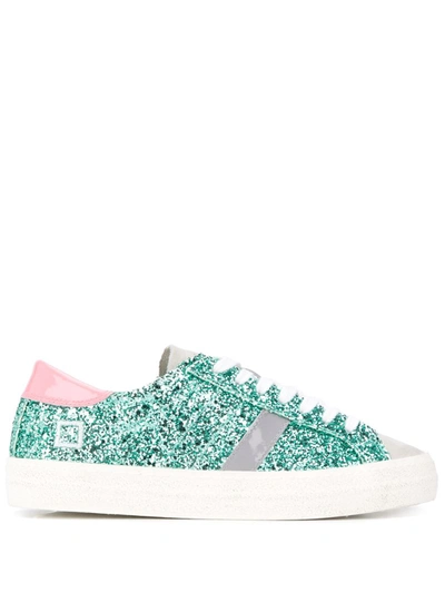 Date Glitter Detail Low Top Sneakers In Green