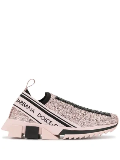 Dolce & Gabbana Sorrento Pink Polyester Slip On Sneakers In Pink
