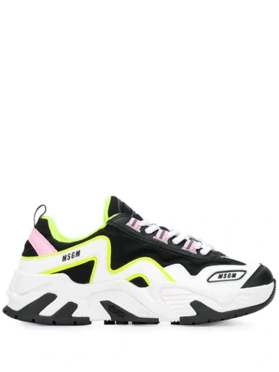 Msgm 45mm Neoprene & Leather Trainers In Multicolour