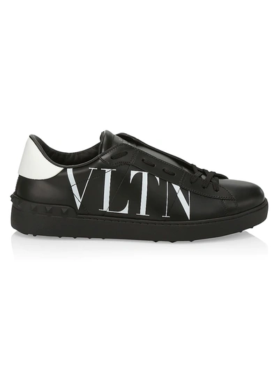 Valentino Garavani Logo Two-tone Leather Low-top Sneakers In Black