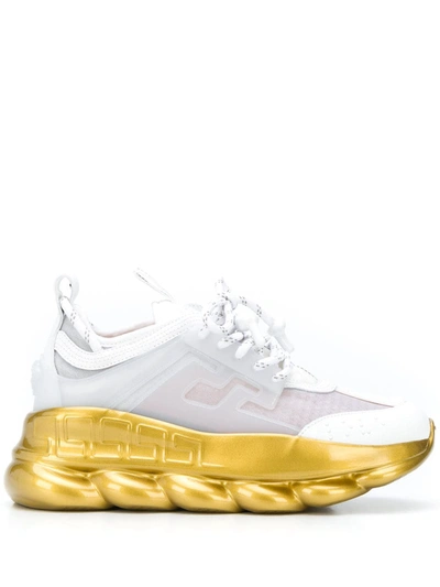 Versace Chain Reaction Platform Sneakers In White