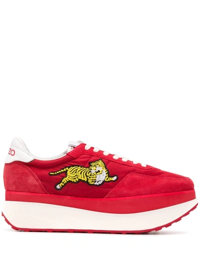 Kenzo Move Platform Sneakers In Medium Red