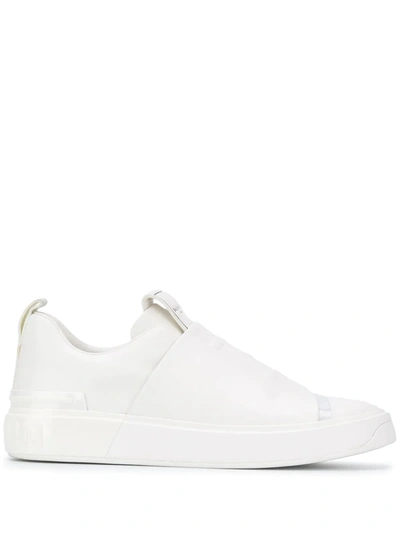 Balmain B-court Easy Sneakers In Leather With Logo In White