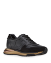 Ferragamo Brooklyn Gancio Leather Sneakers In Black