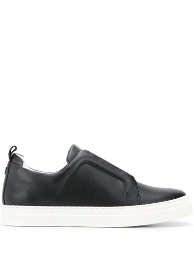 Pierre Hardy Slip-on Leather Sneakers In Black