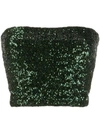 Andamane Sequinned Strapless Top In Green
