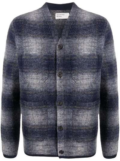 Universal Works Cardigan (austin Wool Fleece) - Navy Blue In Brown