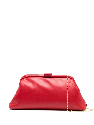 Nico Giani Zoe Leather Clutch With Strap In Red