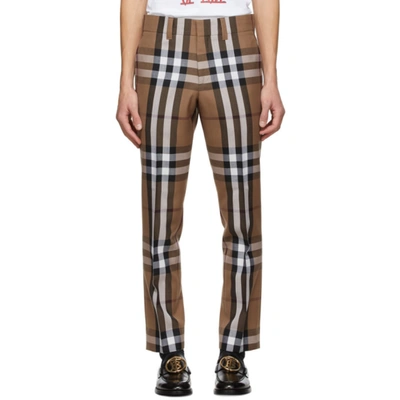 Burberry House Check Tailored Trousers In Brown | ModeSens