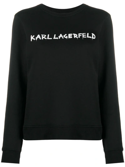 Karl Lagerfeld Women's Sweatshirt Graffiti Logo In Black
