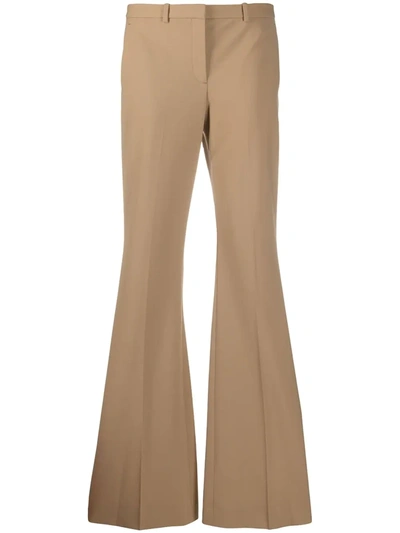 Theory High-waisted Flared Leg Trousers In Beige
