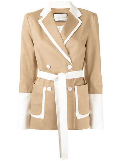 Alexis Baccio Belted Double-breasted Blazer In Brown