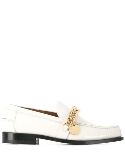 Givenchy Chain Loafer Loafers In Beige Patent Leather In White