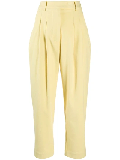 Tela High-rise Cropped Trousers In Yellow