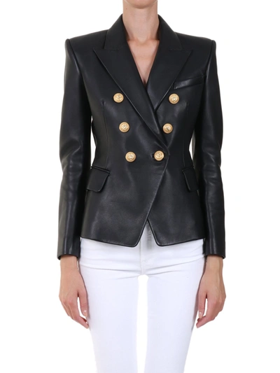 Balmain Leather Jacket In Black Leather