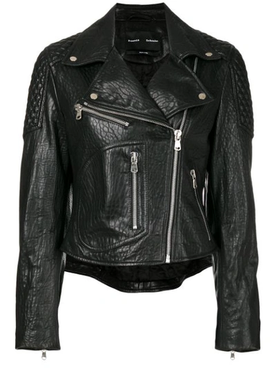 Proenza Schouler Textured Leather Motorcycle Jacket, Black
