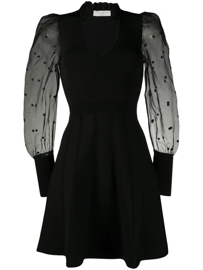 Sandro Mesh-sleeve Silk Mini Dress In Black | ModeSens