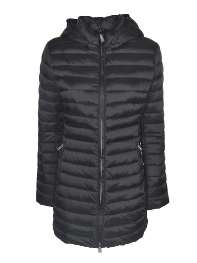 Add Long Quilted Down Jacket In Black