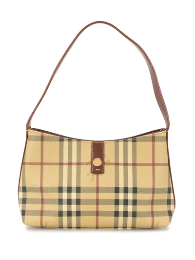 Pre-owned Burberry Haymarket Check Shoulder Bag In Brown