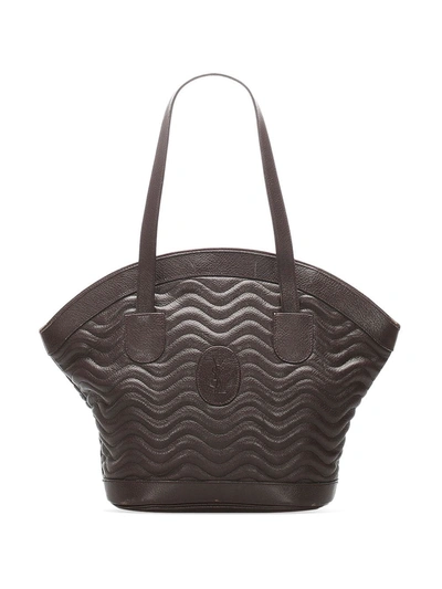 Pre-owned Saint Laurent Wavy Quilt Tote Bag In Brown