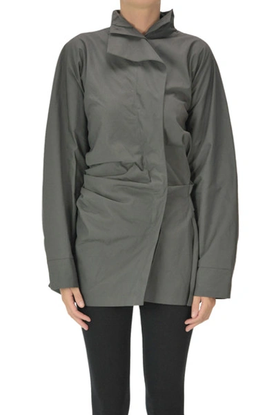 Acne Studios Draped Cotton Shirt In Charcoal